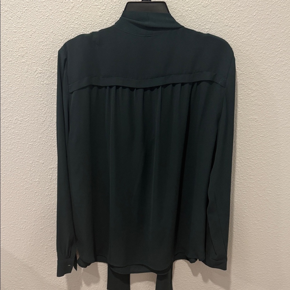 LOFT Forest Green Tie-Front Blouse - Picture 3 of 3